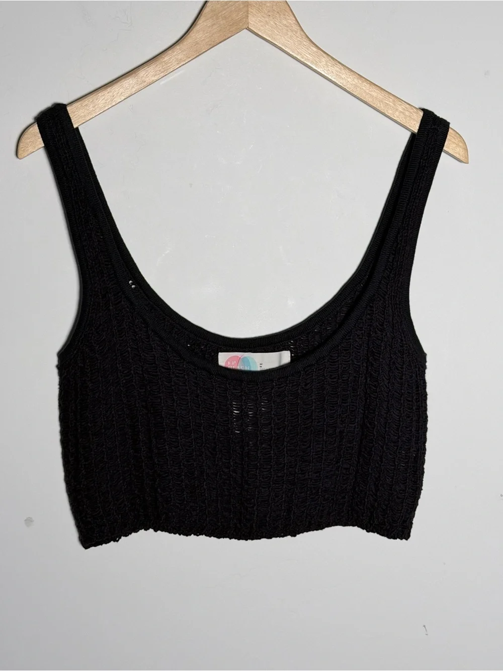 Free People Beach Black Crochet Knit Cropped Tank